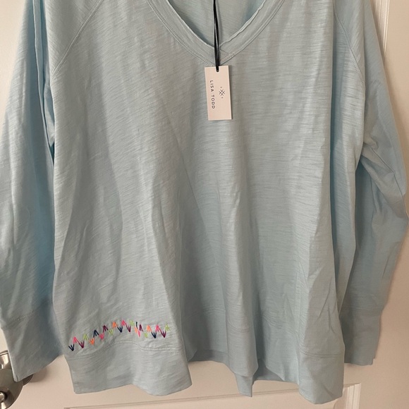 Lisa Todd NWT long sleeve beach tee size Large Ice - Picture 3 of 5
